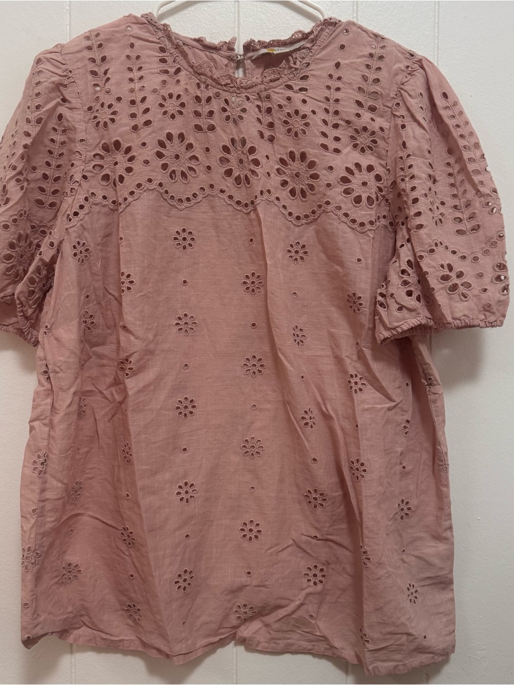 Boden Pink Eyelet Cotton Blouse
